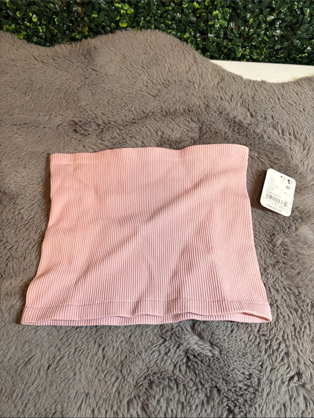 NWT Free People Ribbed Strapless Tank Top Pink Size L